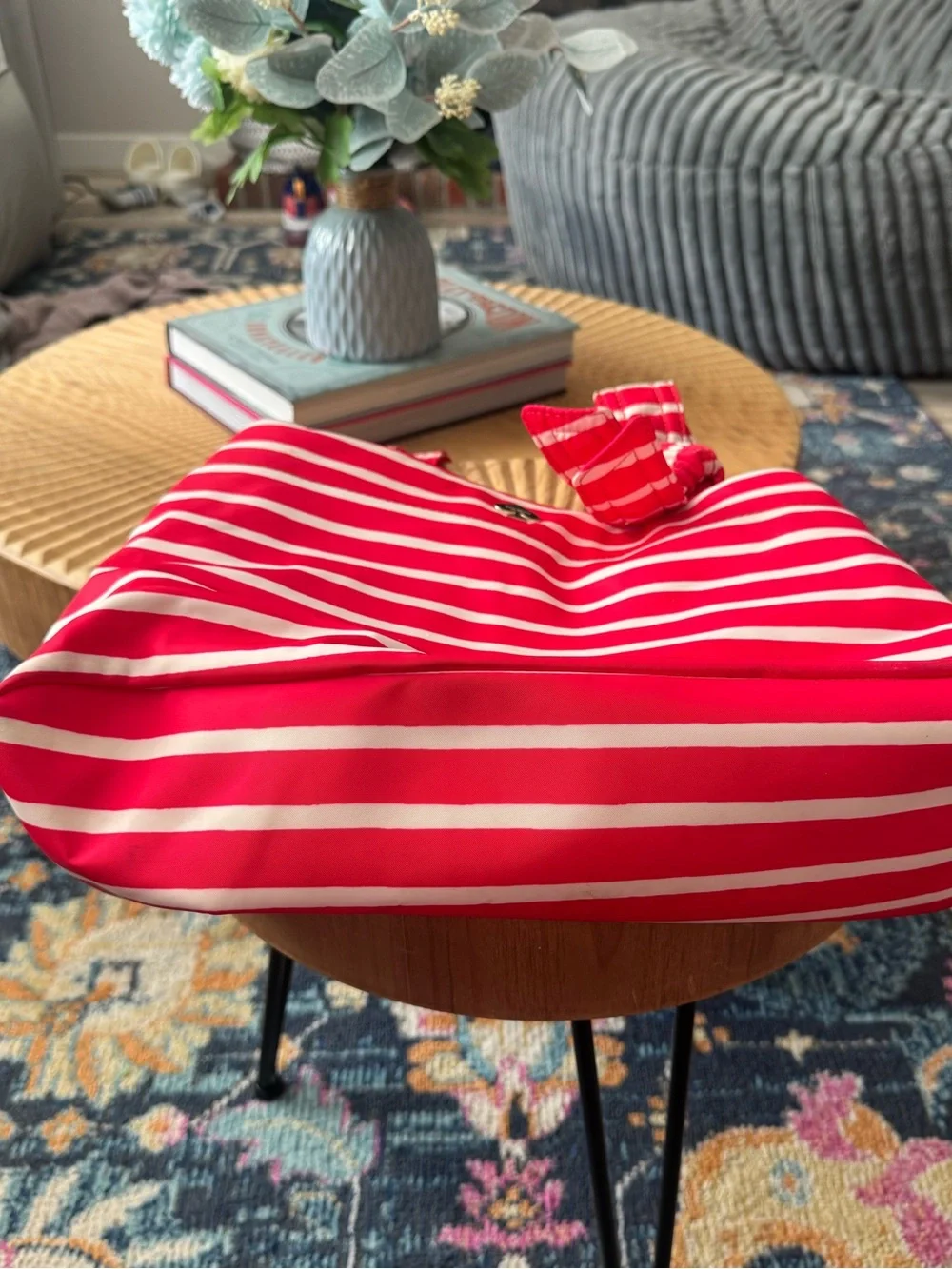Kate Spade Flatiron Maryanne Striped Tote Geranium Red White